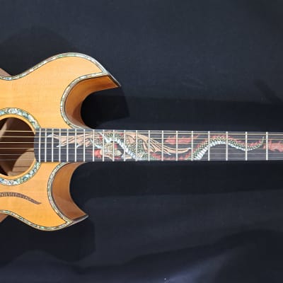 Blueberry NEW IN STOCK Handmade Acoustic Guitar Grand Concert Double Cutaway Dragon image 1