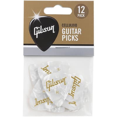 Gibson Pearloid White Picks, 12 Pack Heavy image 2