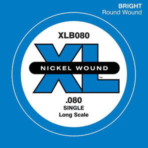 D'Addario XLB080 Nickel Wound Bass Guitar Single String Long Scale .080
