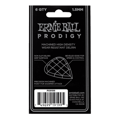 Genuine Ernie Ball 1.5 mm Black Standard Prodigy Picks 6-Pack P09199 image 3