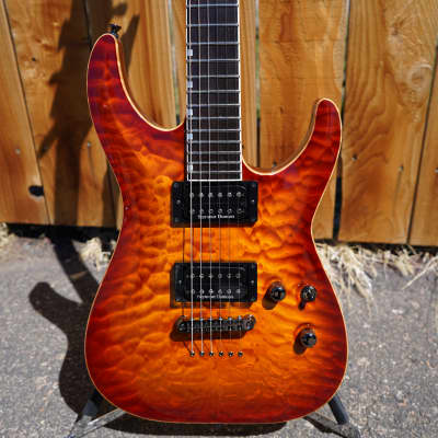 ESP Custom Shop Horizon Custom Amber Sunburst  6-String Electric w/ Form Fit Tolex Case NOS image 4