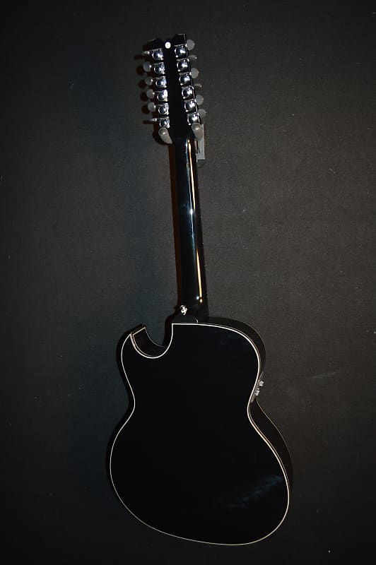 New Dean Exhibition 12 String Classic Black Thin Body Acoustic Electric  Guitar - Free Shipping!