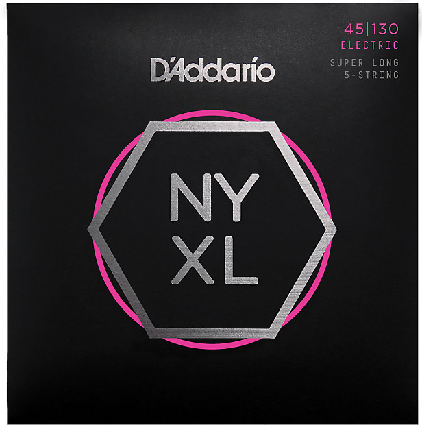 D'Addario NYXL45130SL Nickel-Wound Super Long Scale 5-String Bass Strings - Light (45-130) image 1