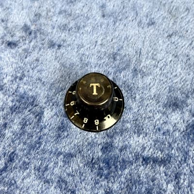 1960's Gibson Black Reflector Guitar  Knob  "No Tone-Volume"  Cracked but Functional (SG-LP-335) image 6