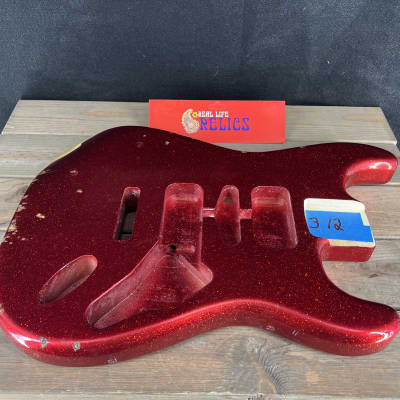 Real Life Relics Strat® Stratocaster® Body Aged Red Sparkle Metalflake