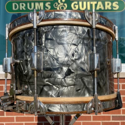 1937 Leedy 8x14 Pre-War Broadway Swingster Parallel Solid Shell Snare Drum Black Dimond Pearl image 8