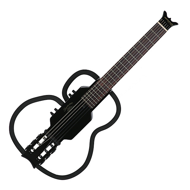 Silent black nylon string headless classic built in travel portable fold  guitar