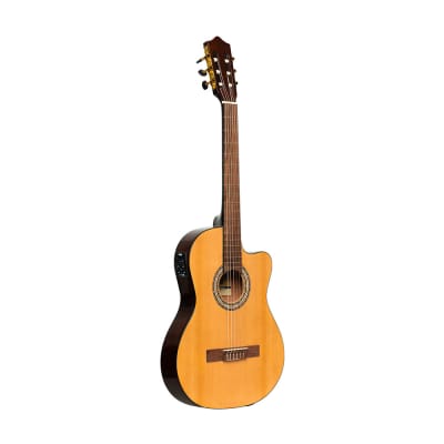 Stagg SCL60 TCE-NAT cutaway Acoustic-electric Classical Guitar w/ B-Band 4-band EQ, natural for sale