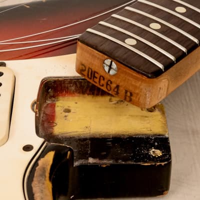 1965 Fender Stratocaster Vintage Electric Guitar Sunburst w/ 1964 Neck Date, Case image 19