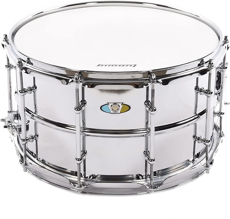 Ludwig Supralite Steel Snare Drum - 8x14" - Polished (LU0814SL) image 1