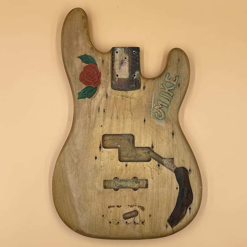 1969 Fender Precision Bass Folk Hippie Art Carved Mike’s Rose Refin Vintage Original Body Modified by John Suhr imagen 1