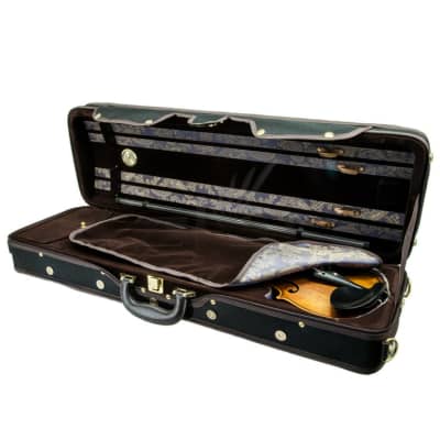 NEW Paititi 4/4 Full Size Professional Oblong Shape Lightweight Violin Hard Case with Hygrometer Black/Brown 2023 image 2