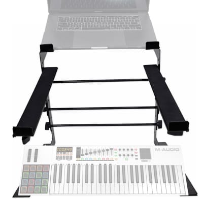 Rockville Dual Shelf Laptop+Controller Stand for M-Audio Code 49 Keyboard