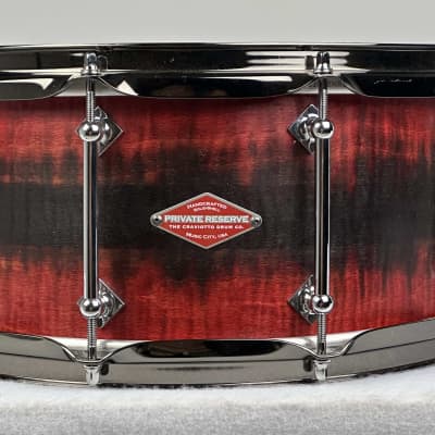 Craviotto 6.5x14" Private Reserve Solid Curly Maple Snare Drum - 2023 Red/Black Satin Duco Fade image 1