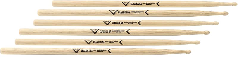 Vater Classics Drumsticks 3-pack - 5A - Wood Tip image 1