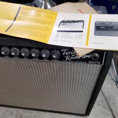 Vintage 1965 Fender Twin Reverb 2-Channel 85-Watt 2x12" JBL D120s Guitar Combo Black Panel with original paperwork and original (and newer) vibrato and spring reverb footswitch image 11