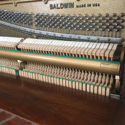 Baldwin 243C 1985 Walnut Made in USA Hamilton Studio Upright Piano Original Bench + Caster Wheels image 14