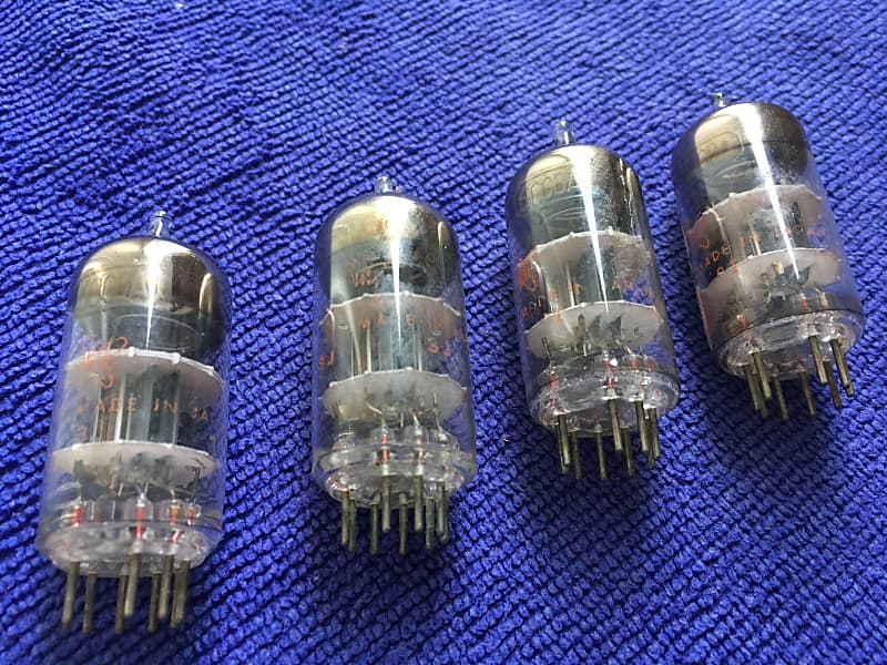 4x 6CG8A tubes - vacuum radio juke ham - vintage tubes - old stock image 1