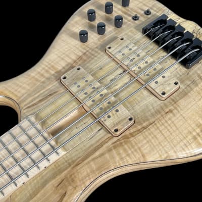 2022 F Bass BN5 Deluxe 5-String Bass with Spalted Maple Top Swamp Ash Body & Active EQ  ~Natural image 5