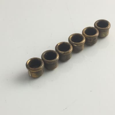6 Relic Aged Brass Tele Body String Ferrules Relic for Custom Fender Strat Hardtail image 2