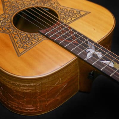Blueberry Handmade Acoustic Guitar Dreadnought Jewish Motif - Alaskan Spruce and Mahogany Built to Order image 4