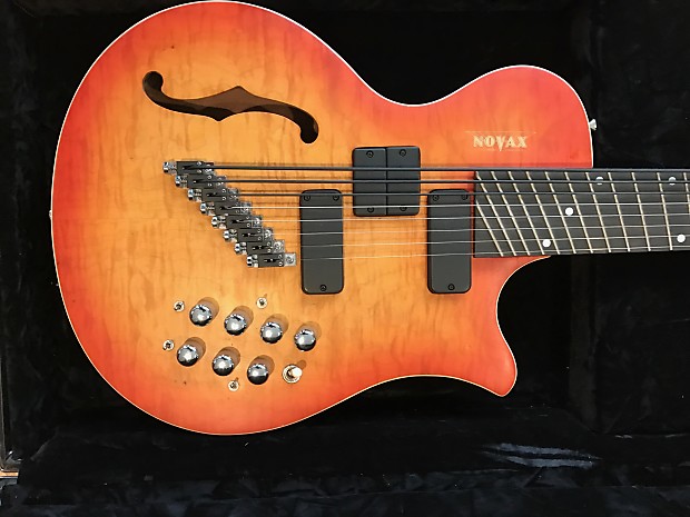 Novax Charlie Hunter Semi Hollow 8 String Fanned Fret Guitar Bass w Piezo and MIDI Outputs Reverb