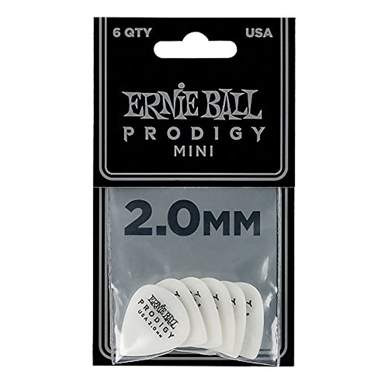 Ernie Ball Prodigy 2.0mm White mini Guitar Picks - 6 Pack, P09203 image 1