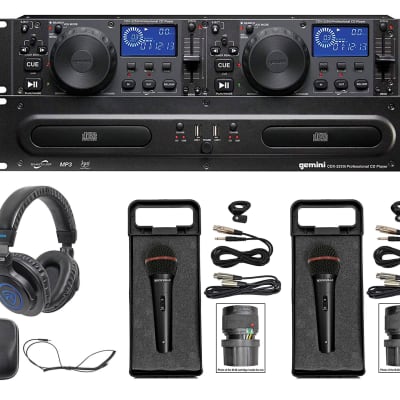 Gemini CDX-2250i DJ Dual Two Deck Rack Mount CD/MP3 Media Player+Headphones+Mics image 1
