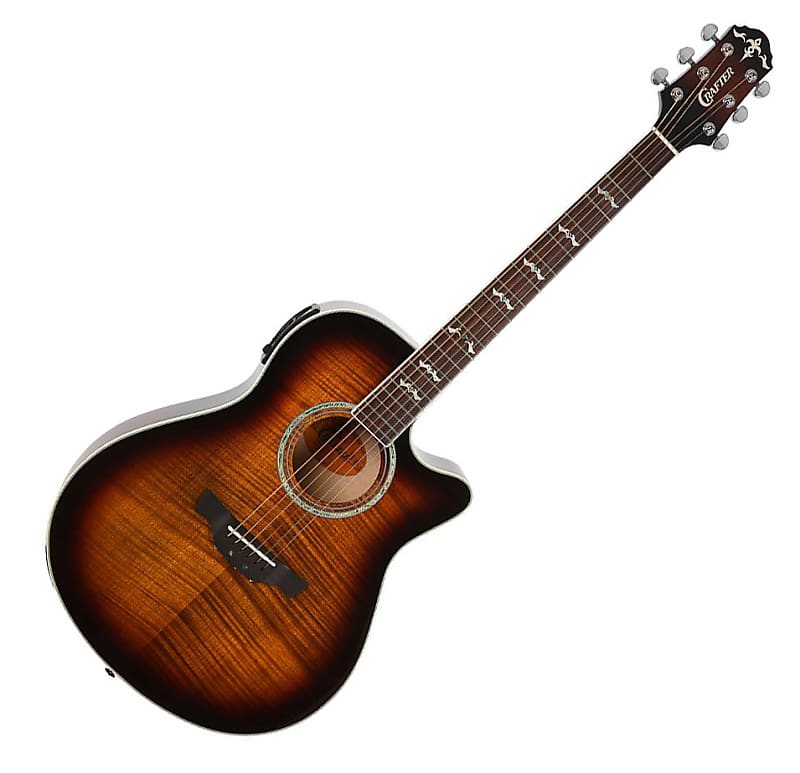 Crafter Noble Small Jumbo Flame Maple Brown Sunburst Gloss 25.5" Acoustic Guitar image 1