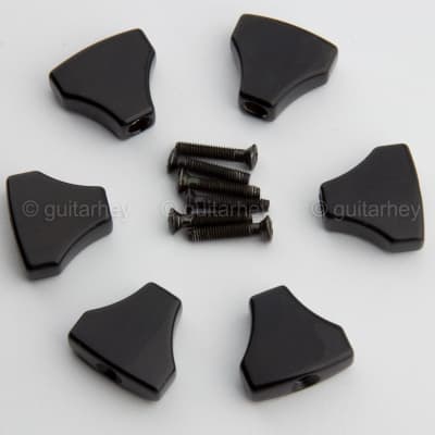 Set of (6) Hipshot SK1 Black Knurled Guitar Tuner Buttons, 6B1IND-B