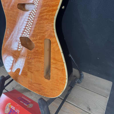 Real Life Relics Tele® Telecaster® Body Aged Amber Flame Maple Top Double Bound image 3