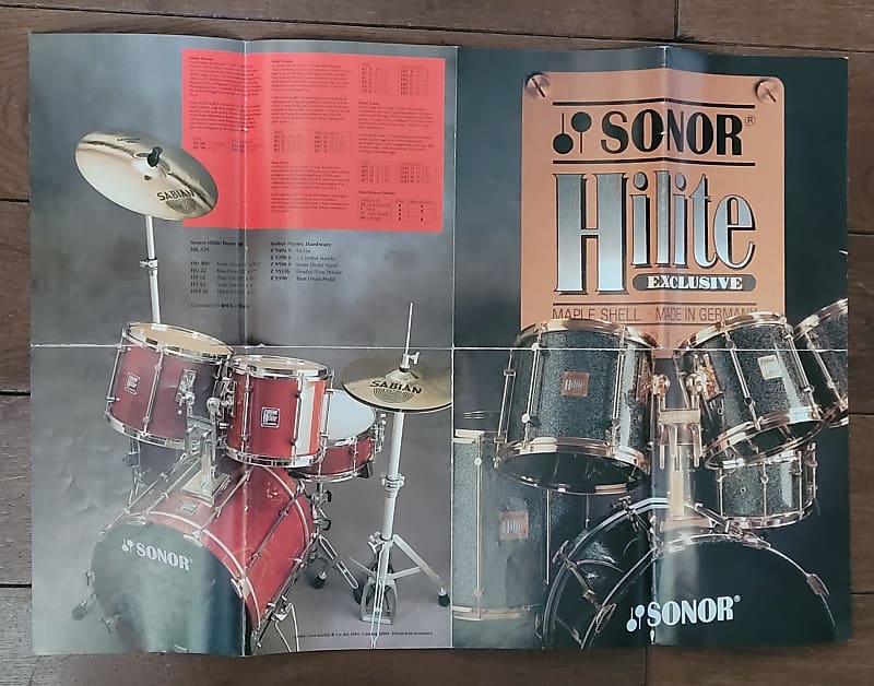 Sonor Highlite Exclusive Drums Catalog 1990' Reverb