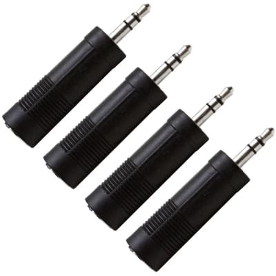4 Pack of 1/4" Female to 1/8" Male Adapters (Black) for iPod, iPhone, Android image 1