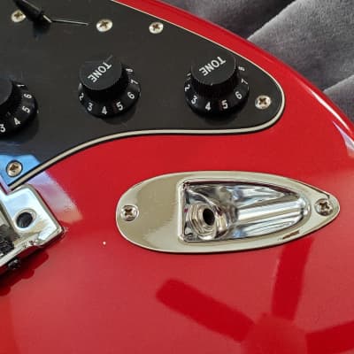 2003 Squier Standard Double Fat Strat Stratocaster Electric Guitar - Candy Apple Red Finish image 4