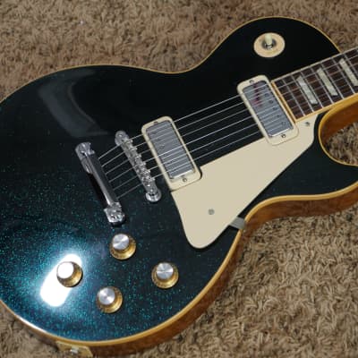 Video! 2018 Gibson Guitar Center 1975 Les Paul Deluxe Tribute Basalt Blue Sparkle image 3