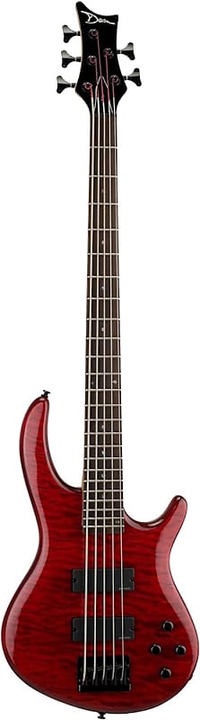 Dean Edge Q5 Quilt Top 5-string Electric Bass - Transparent Red image 1