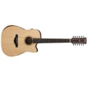 Ibanez Artwood Series AW152CE Cutaway Dreadnought 12-String Semi-Acoustic Guitar, Ovangkol Fretboard, Open Pore Natural