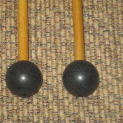 one pair of new old stock A+ Mike Balter MB10B (10B) Extra Hard Keyboard Mallets, 1 and 1/8" phenolic (plastic) round (gray color) HEADS and natural birch HANDLES - mid to late 1990s (+ packaging) Unwound Series image 15