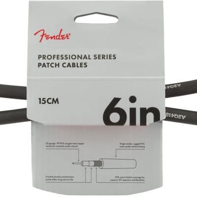 Genuine Fender Professional Series Instrument Cable 2-Pack, Angle/Angle 6" Black image 1