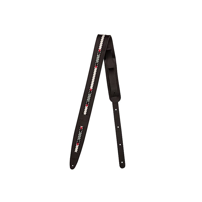 Fender Paramount Leather Acoustic Guitar Strap Black Reverb