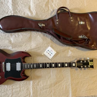 Ampeg  SG type e. guitar  STUD GE series Set Neck  70s Maxon Humbuckers! - Wine Red MIJ Very Good Condition image 24