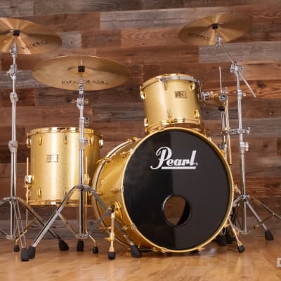 PEARL CLASSIC MAPLE 4 PIECE DRUM KIT CUSTOM MADE FOR STEVE WHITE, GOLD SPARKLE, GOLD FITTINGS image 10