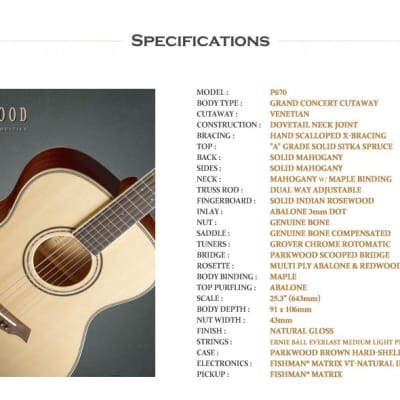 Parkwood P670 GC All solid Fishman Matrix VT-Natural II Pickup Preamp EQ Acoustic Guitar Greg Howe image 12