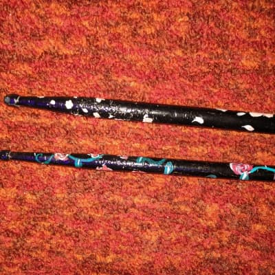 Actual Drum Sticks Used By Lucius Blackworth Of HOTD And spookytoast Hand Painted By Zoe Valentine!! Rare - Collectors Item Unique Rare Art Relic image 3