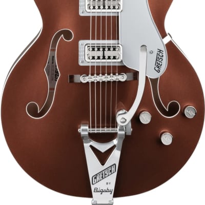 Gretsch G6118T Players Edition Anniversary Hollow Body with String-Thru Bigsby Rosewood Fingerboard Electric Guitar - Two-Tone Copper Metallic/Sahara Metallic-Two-Tone Copper Metallic/Sahara Metallic for sale