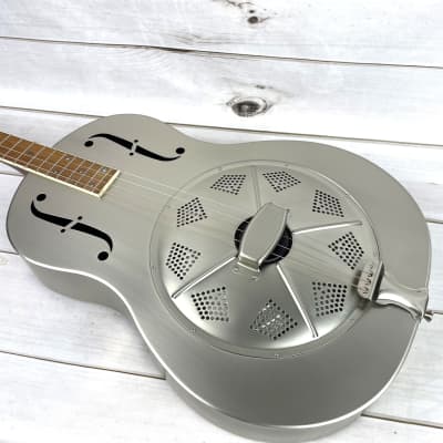 Royall Long Scale Tenor New Rough Brushed Steel Finish Brass Body Single Cone Resonator image 3