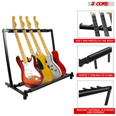 5 Core 5 in 1 Multi Guitar Stand Heavy Duty Guitar Rack Floor Tall Guitar Holder Universal Upright Classical Guitar Support for Acoustic Electric Bass Banjo Stands for Band Studio Home  GRack 5N1 image 3
