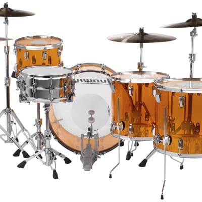 Ludwig *Pre-Order* Vistalite Amber ZEP SET 14x26/16x18/16x16/10x14/6.5x14 Drums Shell Pack Made in the USA | Authorized Dealer image 3