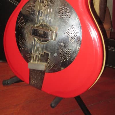 1964 Supro Folkstar Resonator Guitar Red w Case for sale