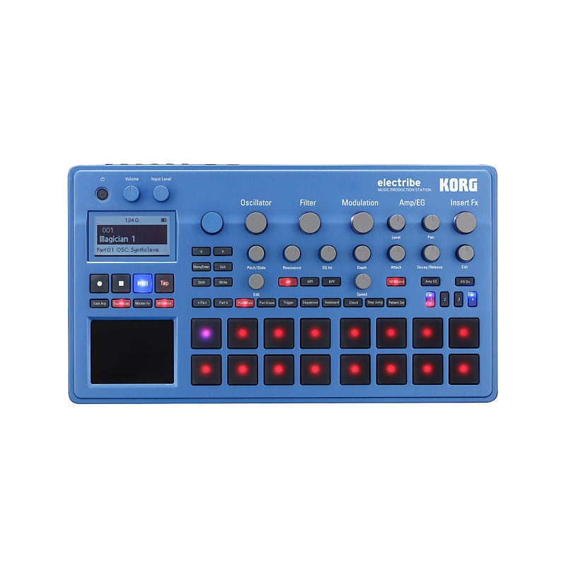 Korg Electribe Music Production Station with 16 Velocity-Sensitive Trigger  Pads, X/Y Touch Pad, and 409 Oscillator Waveforms (Metallic Blue)